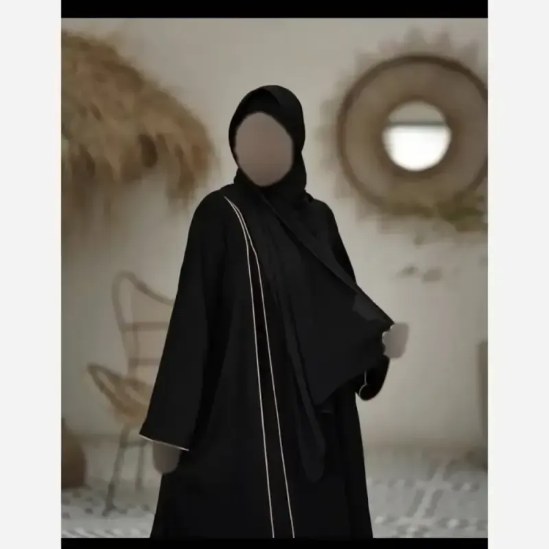عبا مغزی دوز زنانه رنگ مشکی پارچه الیزه سایز فری مناسب 40 تا 54