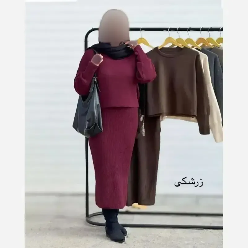 ست دو تیکه سارافون و رویی بافت با کیفیت فری سایز 36 تا 46