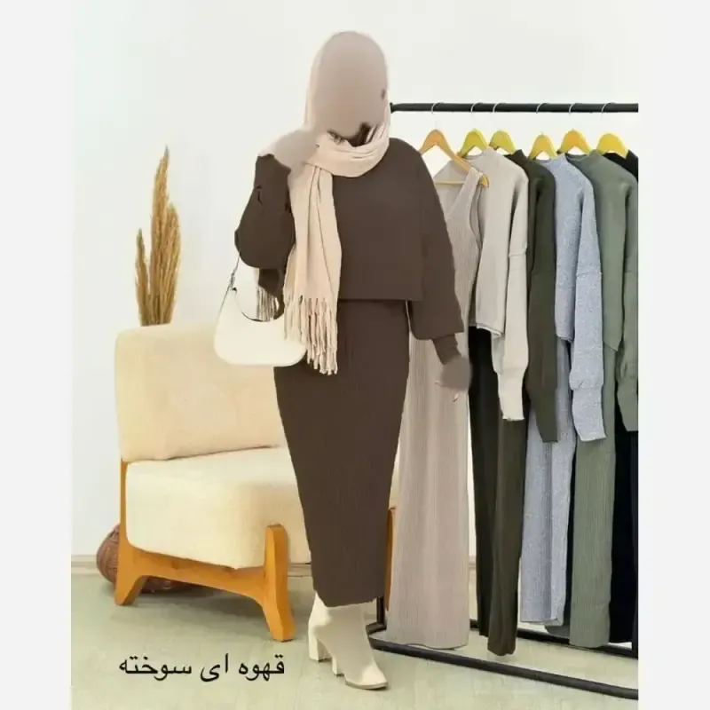ست دو تیکه سارافون و رویی بافت با کیفیت فری سایز 36 تا 46