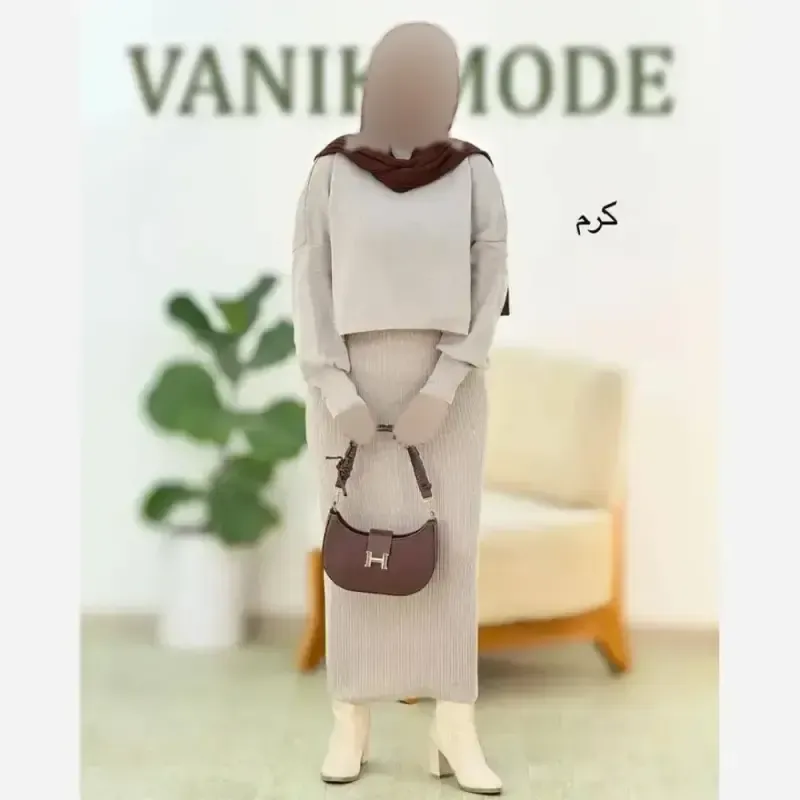ست دو تیکه سارافون و رویی بافت با کیفیت فری سایز 36 تا 46