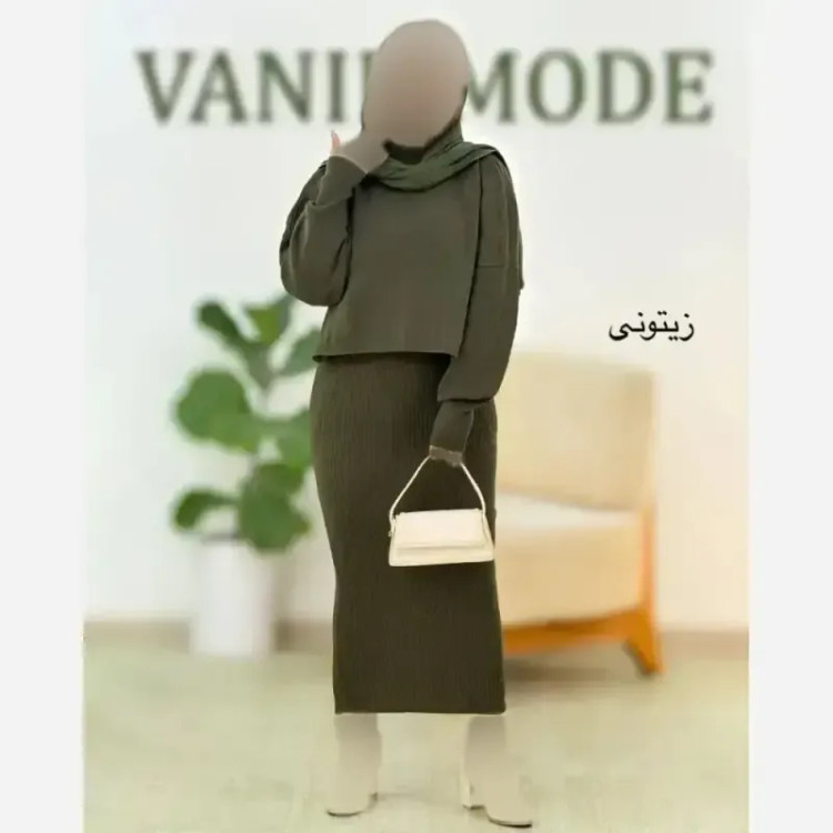 ست دو تیکه سارافون و رویی بافت با کیفیت فری سایز 36 تا 46