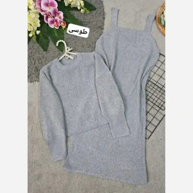 ست دو تیکه سارافون و رویی بافت با کیفیت فری سایز 36 تا 46