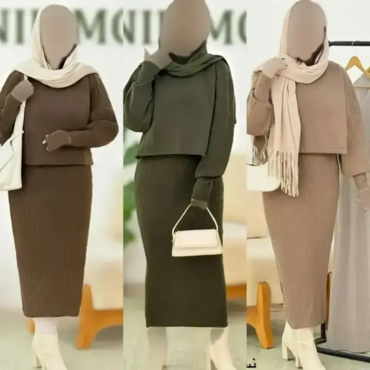 ست دو تیکه سارافون و رویی بافت با کیفیت فری سایز 36 تا 46