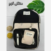 کوله پشتی زرین جنس دیبا ضد آب سه زیپ رنگ مشکی کرم