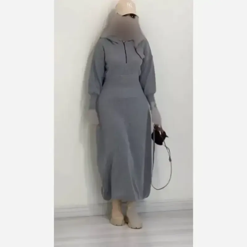 کفتان بافت زنانه طرح ساعت شنی فری سایز رنگ ذغالی و طوسی