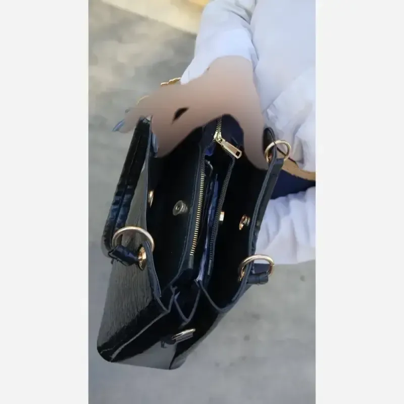 کیف دستی و دوشی زنانه جنس لیزارد رنگ مشکی
