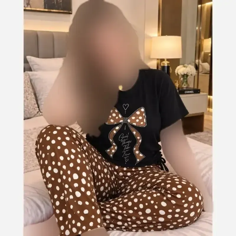 بلوز و شلوار زنانه طرح آهو ویسکوز الیزه کش سایز بزرگ فری سایز